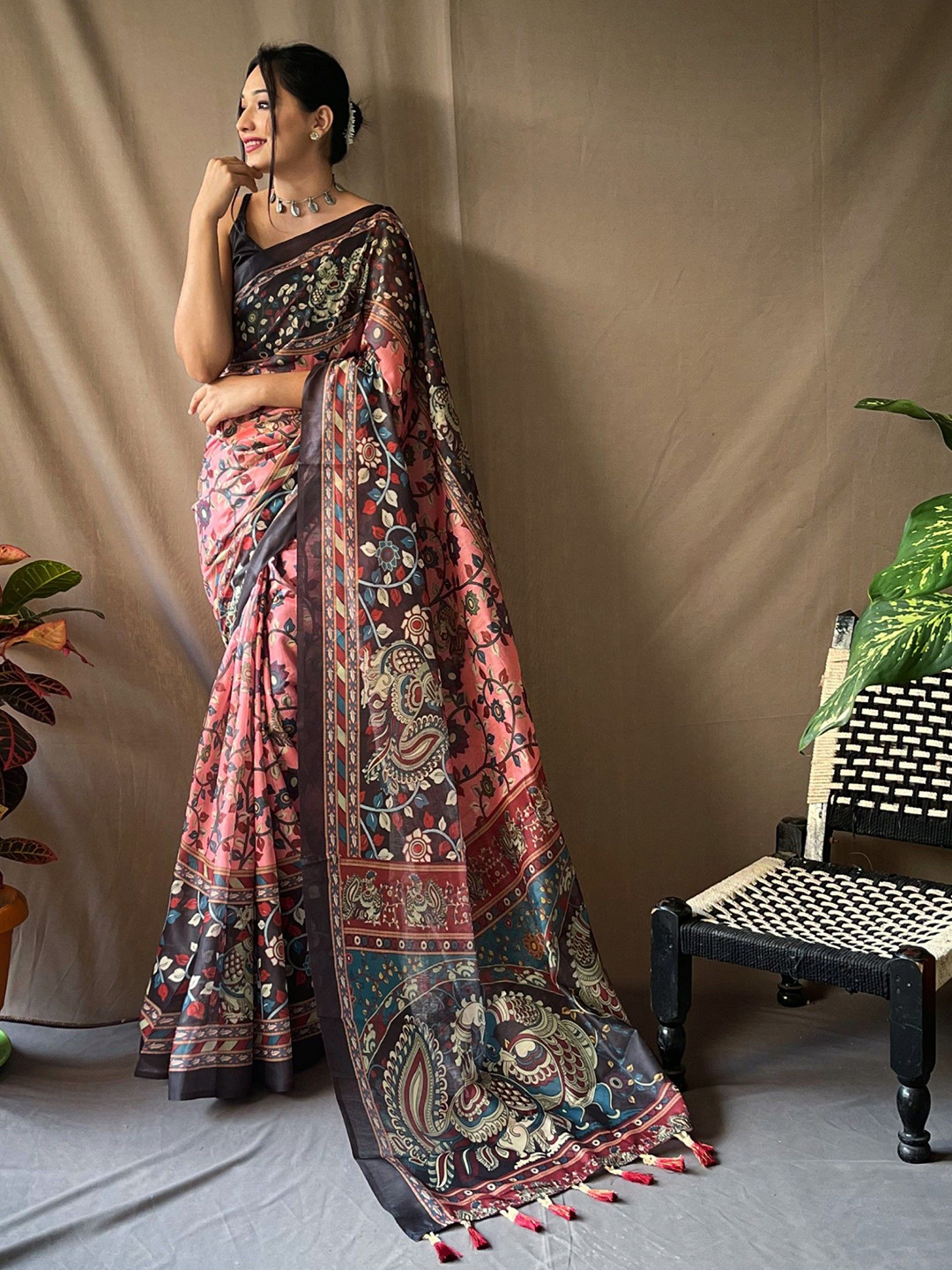 Munir Kalamkari Ikat Saree