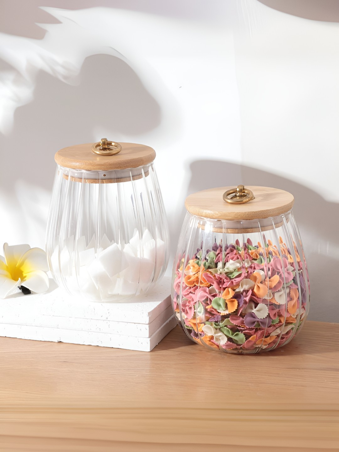 Kuber industries Transparent Borosilicate Glass Easy To Clean 2 Piece Screw Top Canister