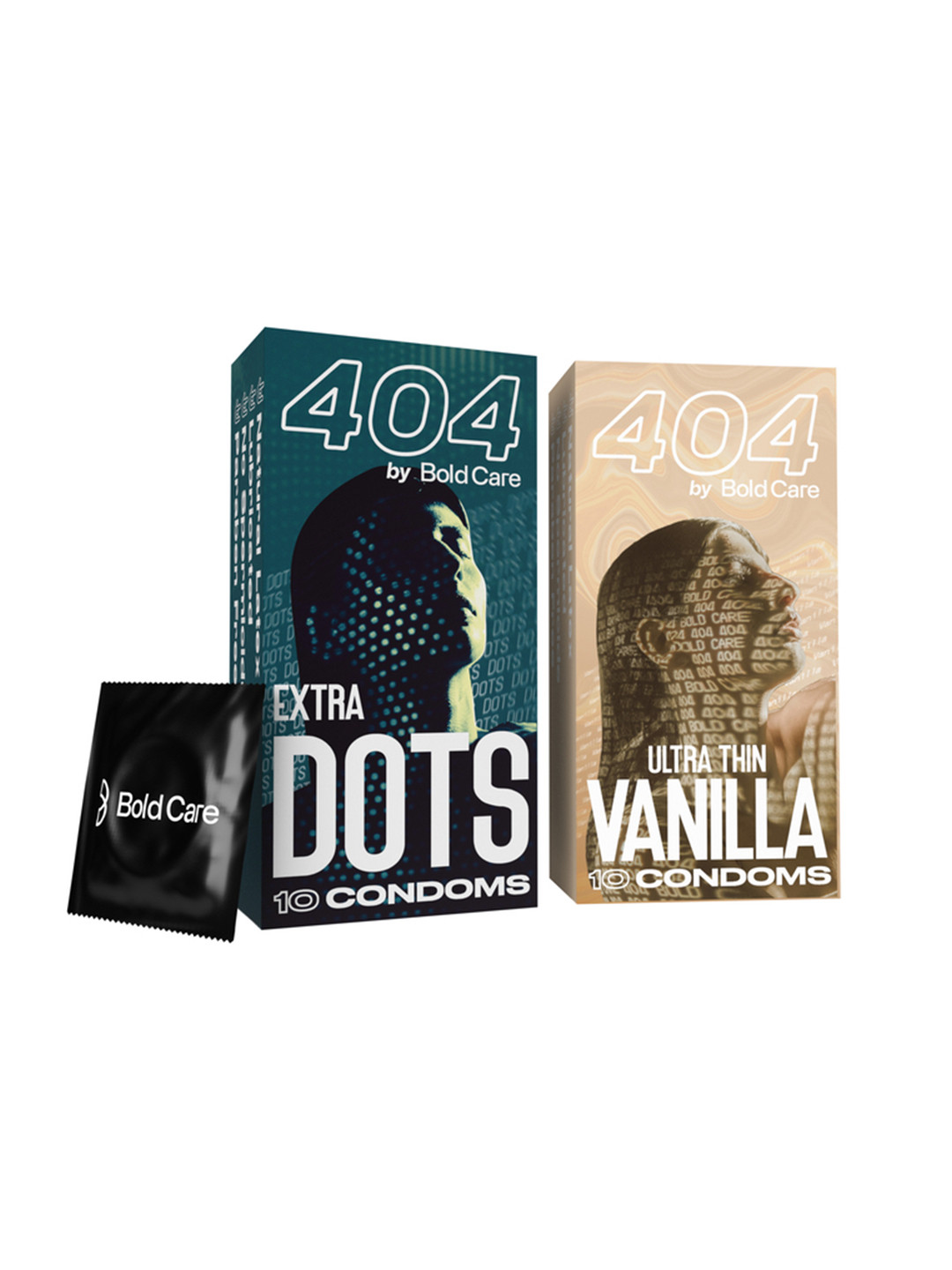 Bold Care 404 Extra Dots & Vanilla Flavored Condoms - 10Pcs Each