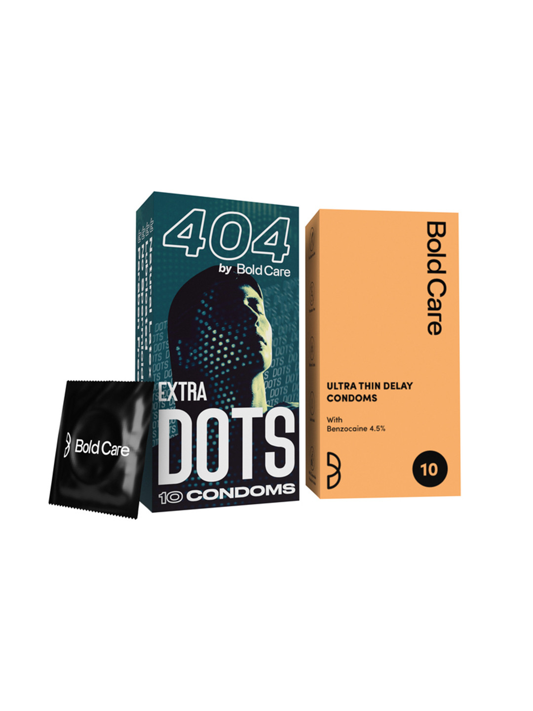 Bold Care 404 Extra Dots & Ultra Thin Delay Condoms - 10Pcs Each