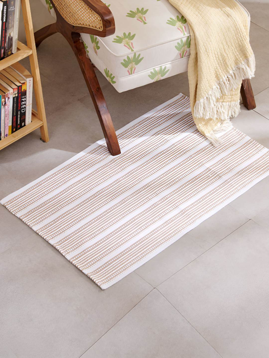 Home Centre Cotton Brown & White Woven Floor Mats & Dhurries