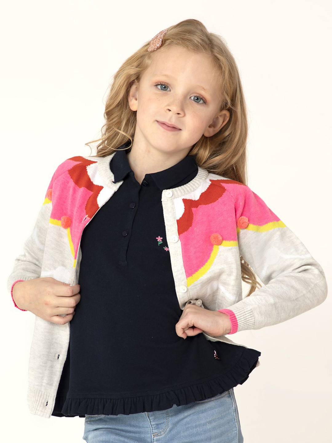 Cherry Crumble Girls Colourblocked Cardigan