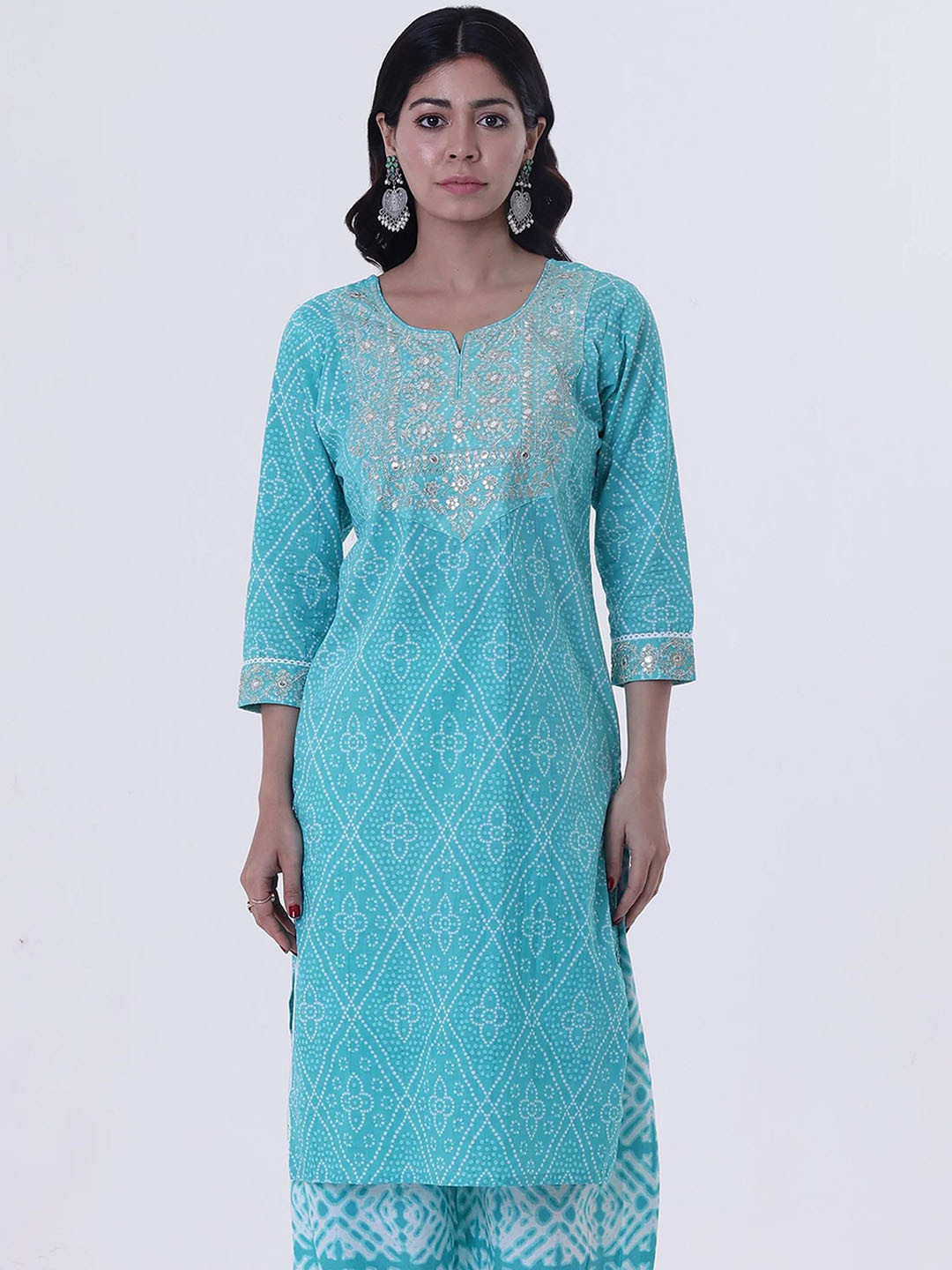 TJORI Women Geometric Chikankari Kurta