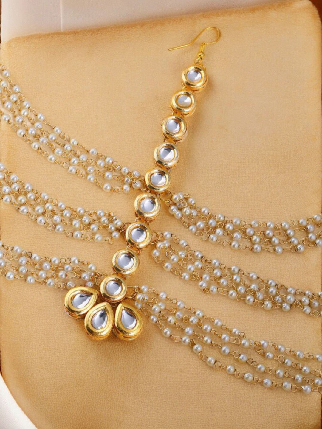 OOMPH Kundan Studded Sheeshphool Head Jewellery