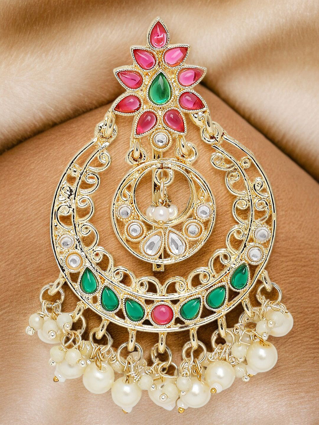 OOMPH Kundan Studded Bun Pin Head Jewellery