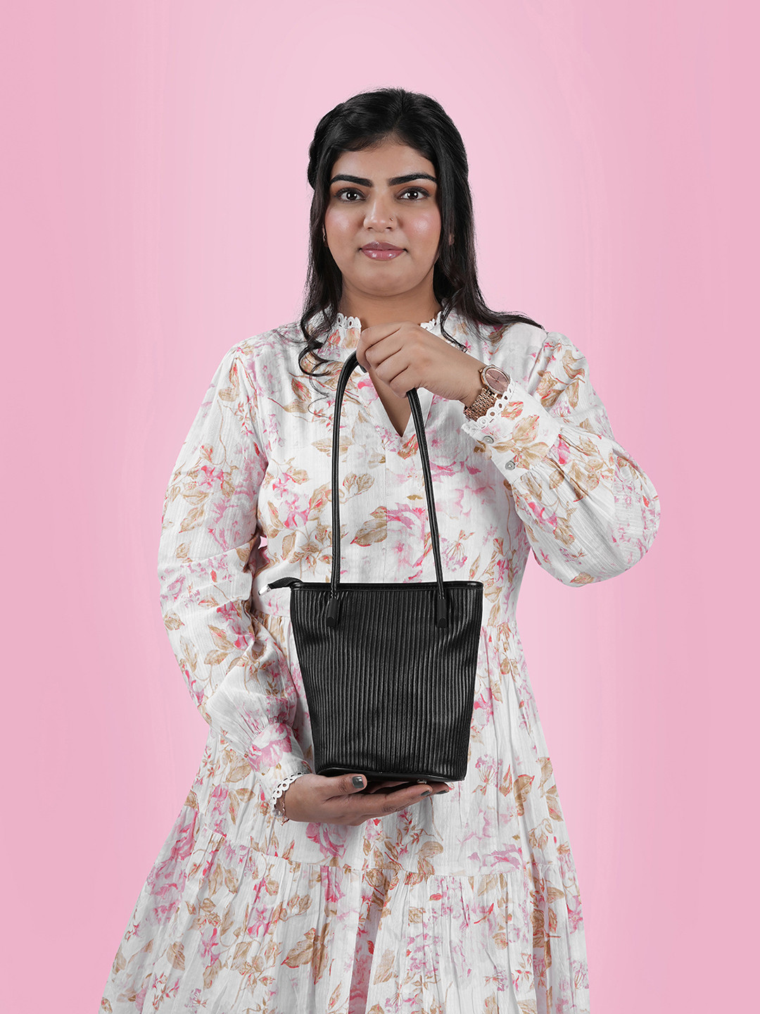 Metro Oversized Structured Shoulder Bag with Cut Work