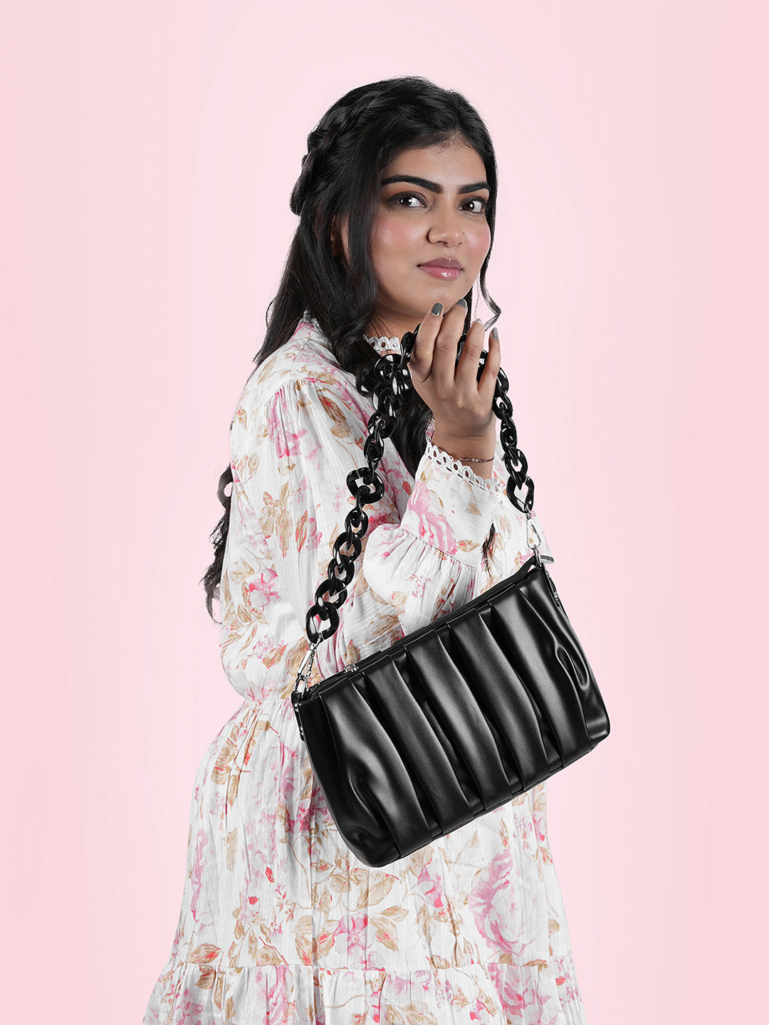 Metro Striped Small Structured Shoulder Bag