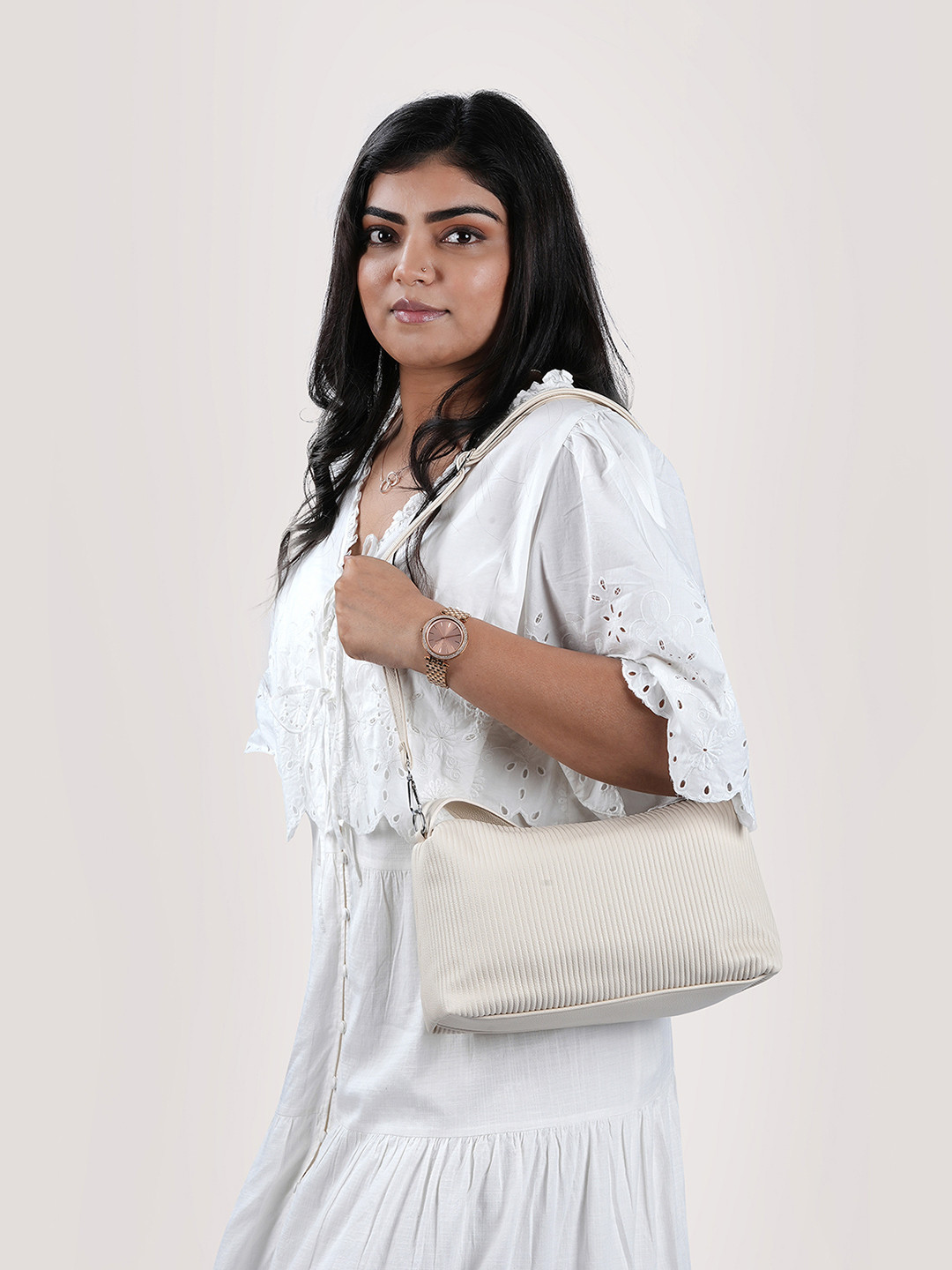 Metro Striped Structured Hobo Bag