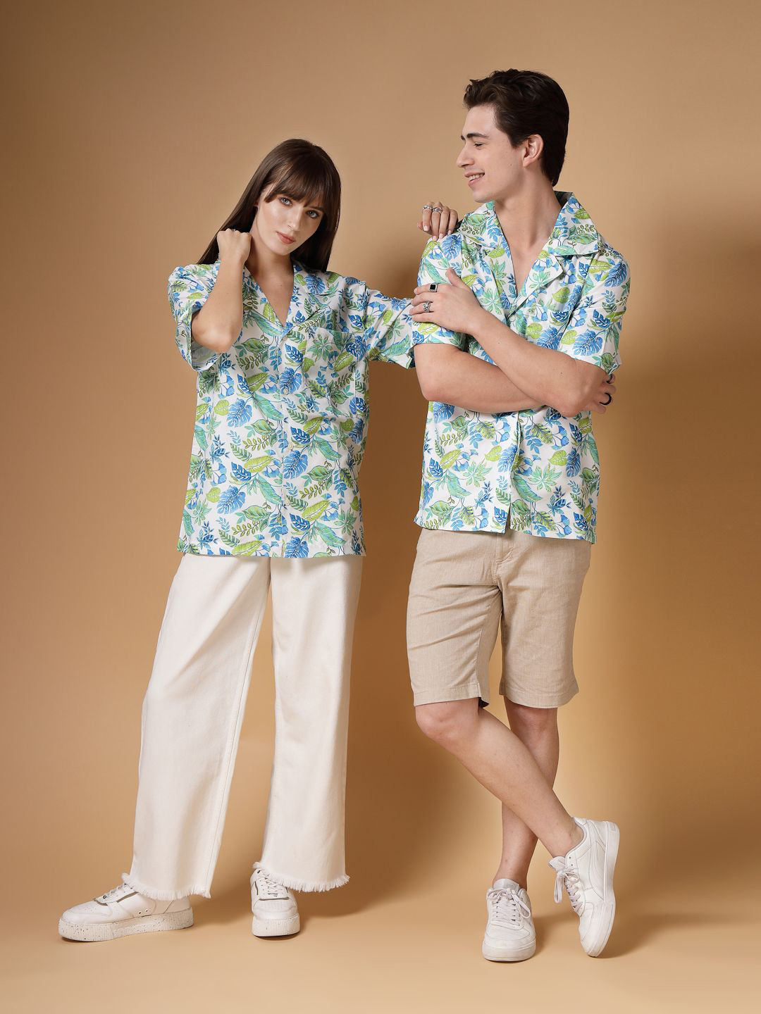VESTIDO MODAS Unisex Tropical Printed Oversized Casual Shirt