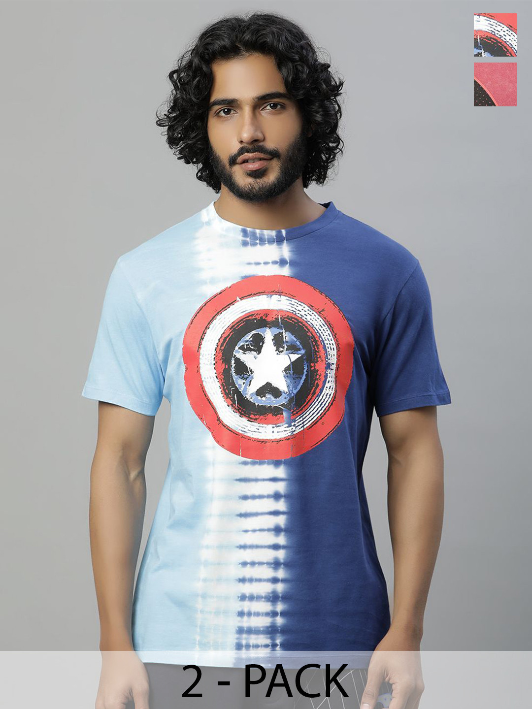 Free Authority Pack Of 2 Avengers Printed Pure Cotton Relaxed-Fit T-Shirts