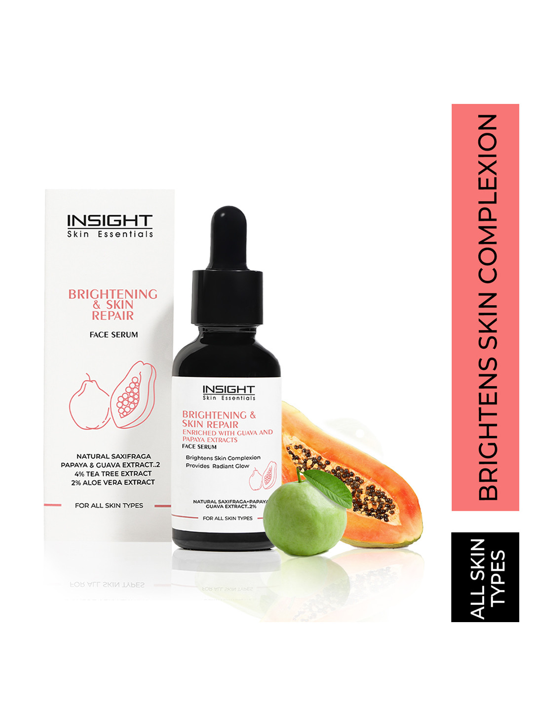 Insight Cosmetics Brightening & Skin Repair Face Serum With Guava & Papaya Extracts - 30ml