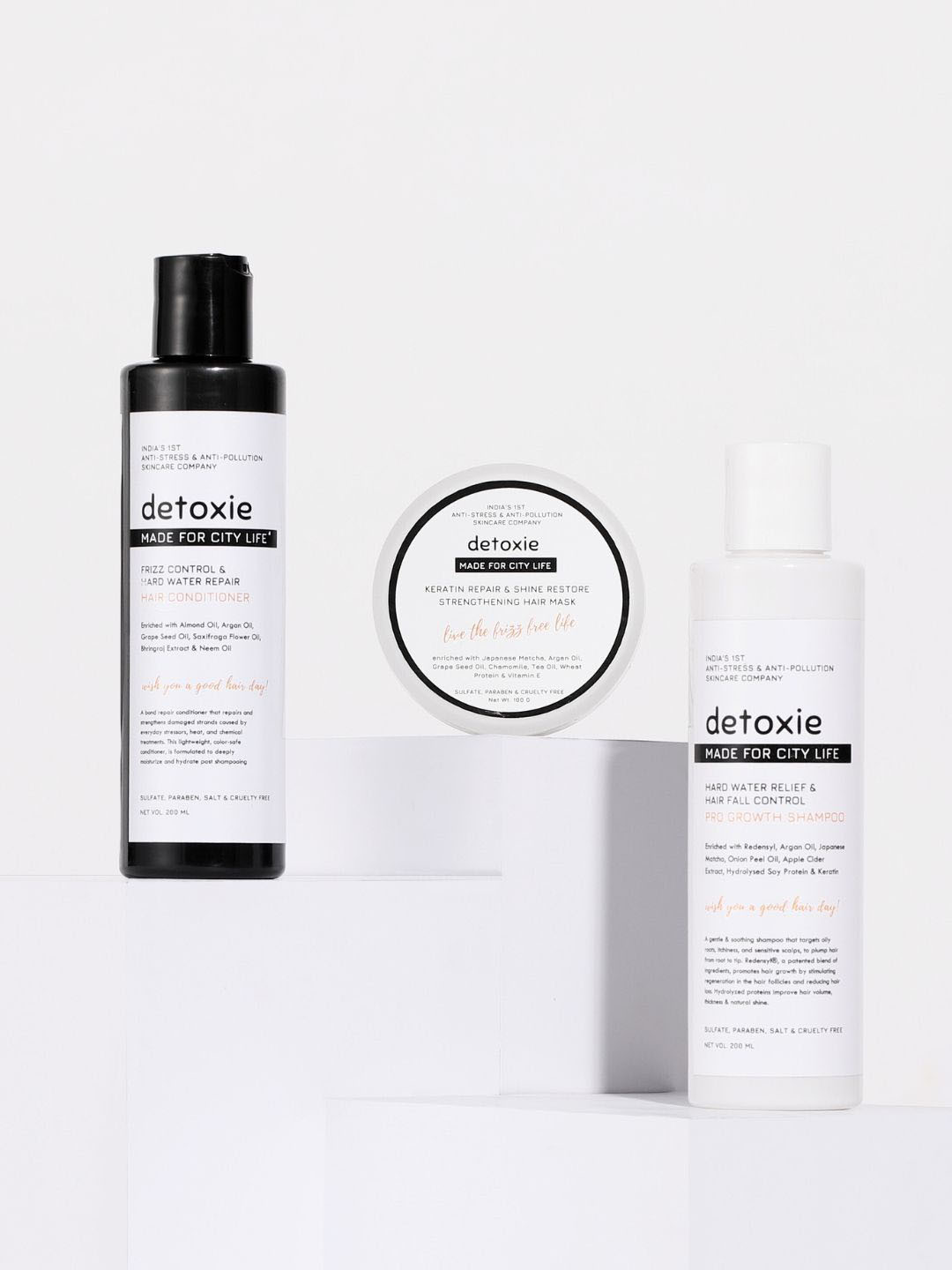 Detoxie Hard Water Defense Combo - Shampoo 200ml + Conditioner 200ml + Hair Mask 100g