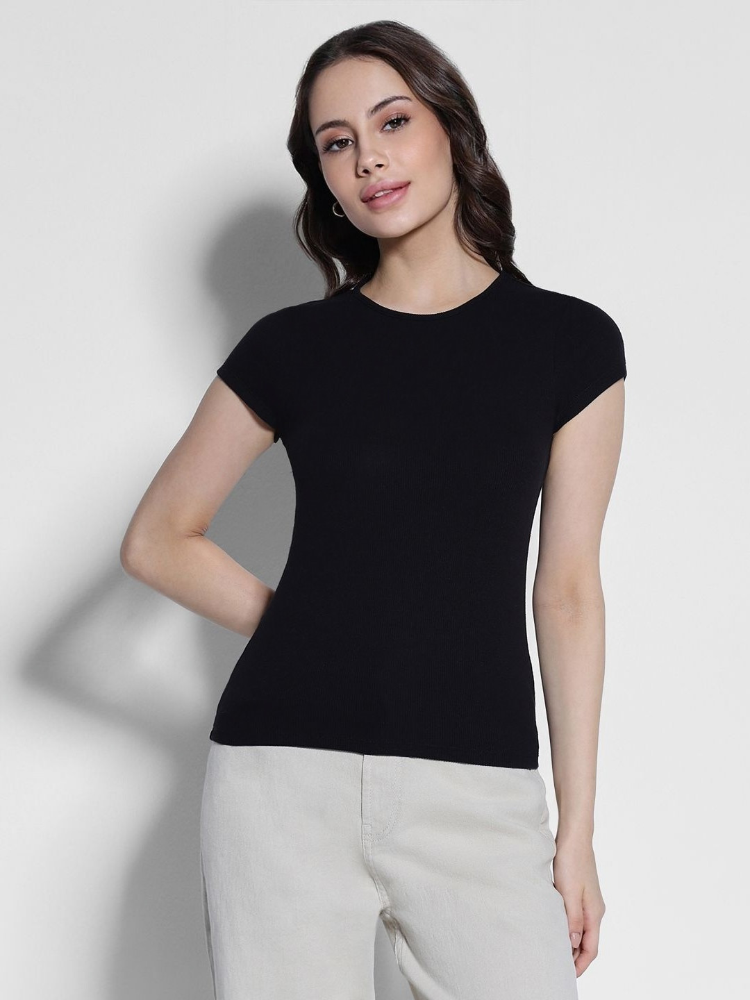 AMERICAN EAGLE OUTFITTERS Women Extended Sleeves Cut Outs Slim Fit T-shirt