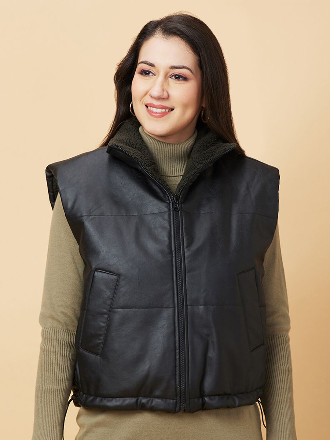 Being Human Crop Leather Jacket