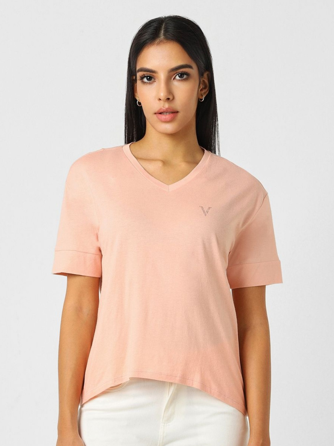 Van Heusen Woman Women V-Neck Pockets T-shirt