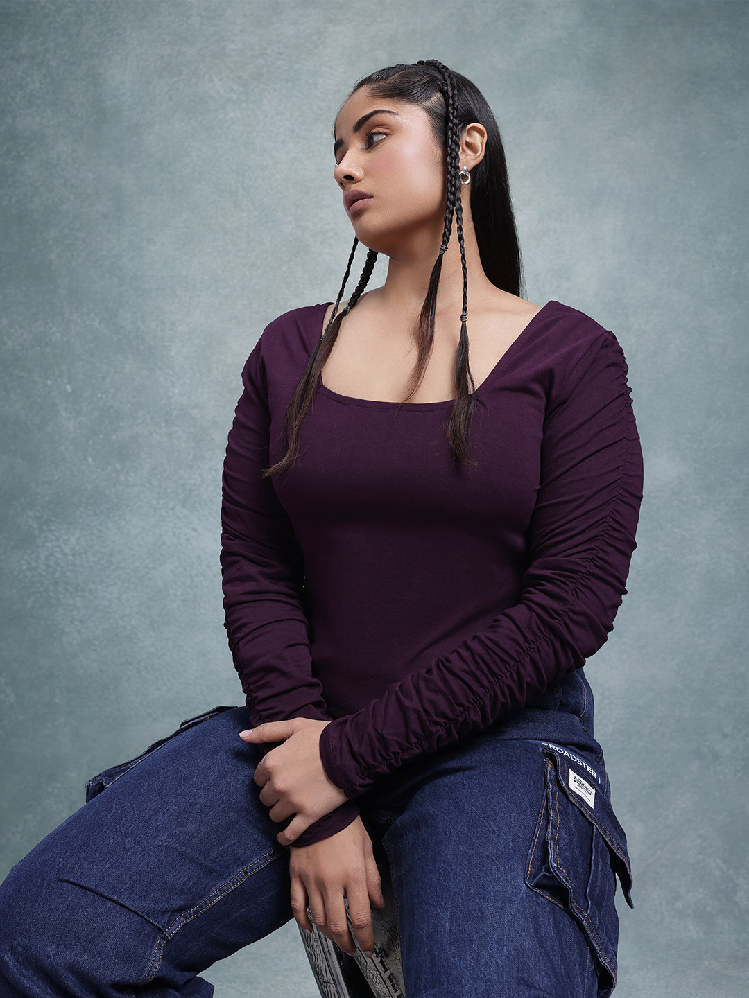 The Roadster Life Co. Plus Size Ruched Sleeves Top