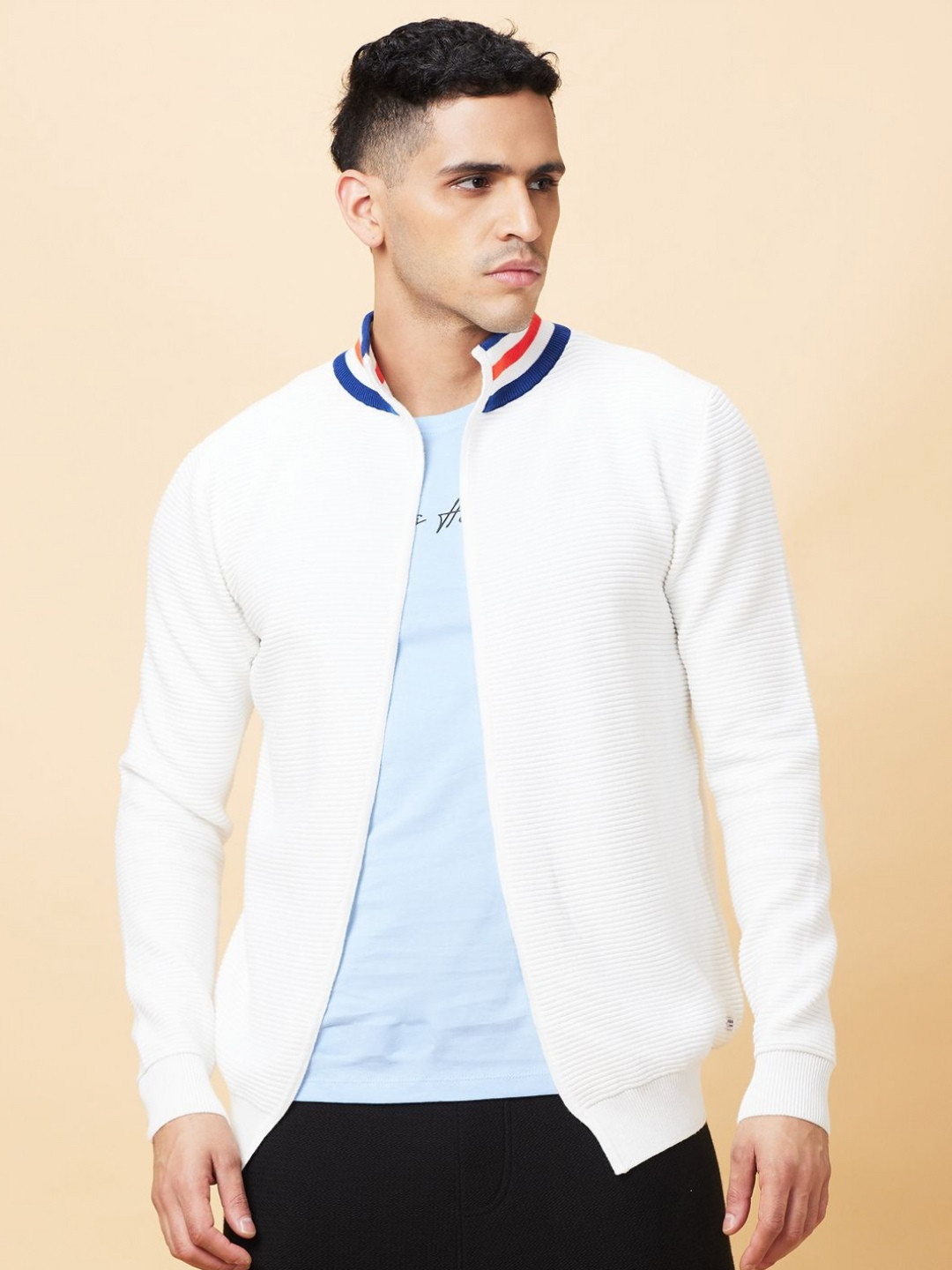 Being Human Men Colourblocked Mandarin Collar Pockets T-shirt