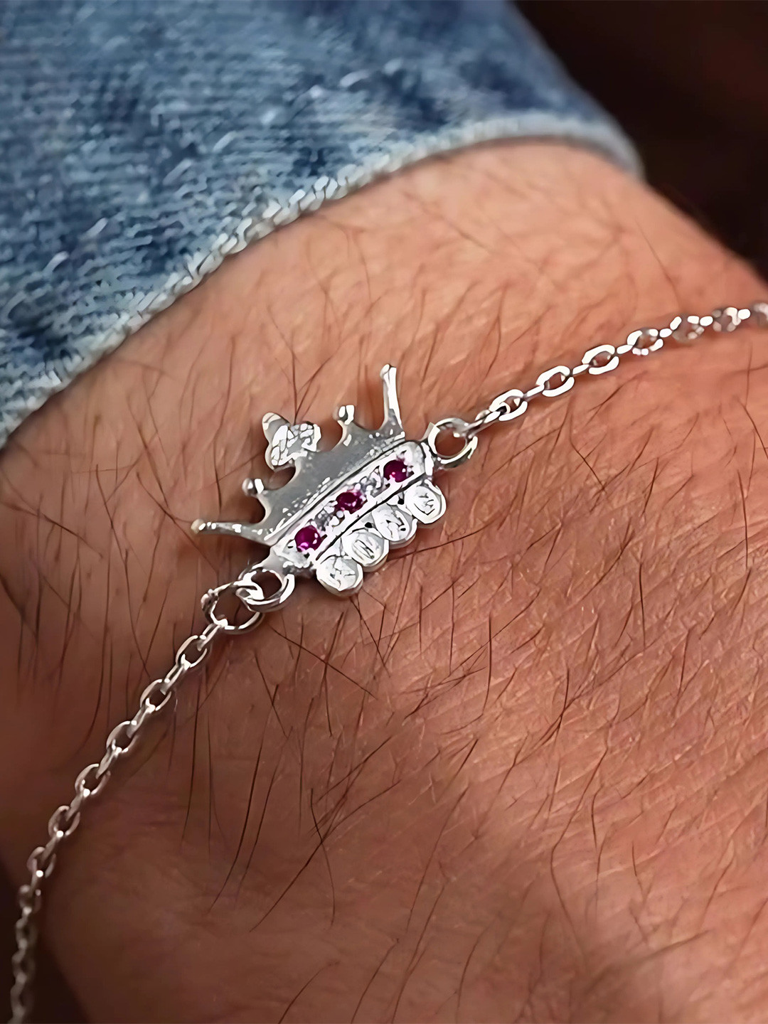 Silver Chest 925 Sterling Silver-Plated Adjustable Bracelet