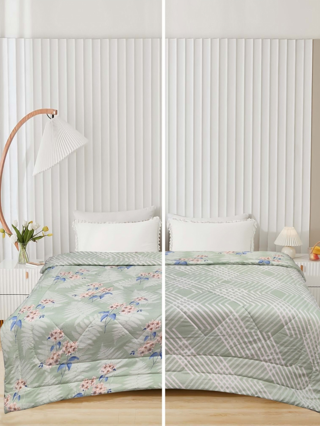 Supreme Home Collective Olive Green & Green AC Room 300 GSM Double Bed Comforter