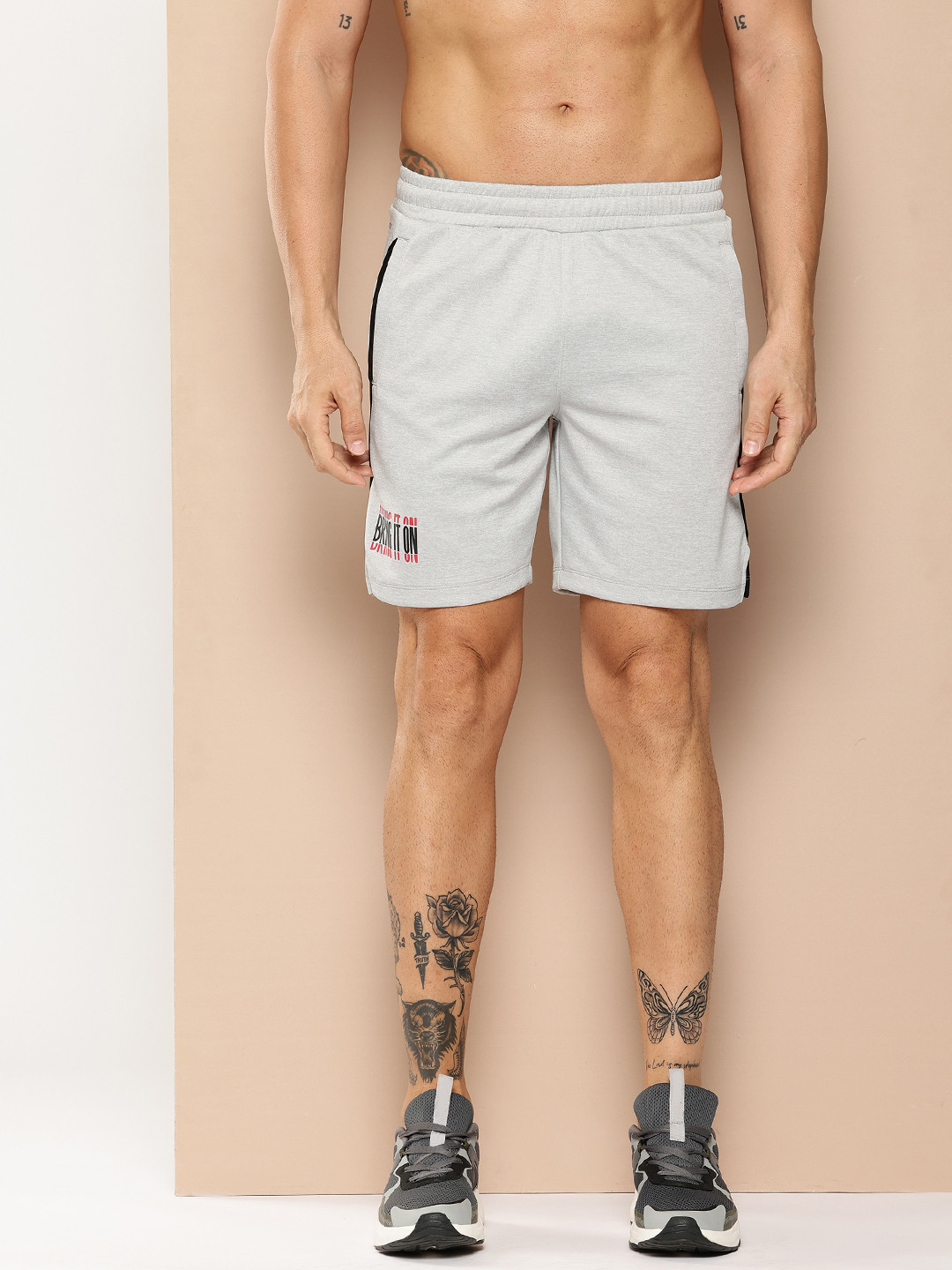 Alcis Men Striped Slim Fit Training or Gym Sports Shorts with Technology