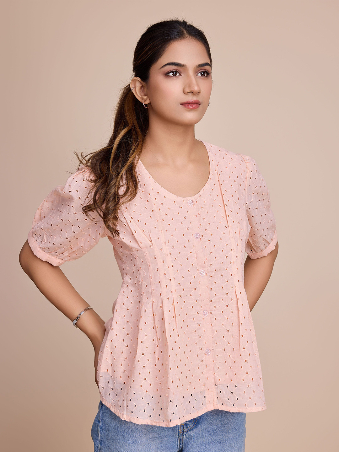 HOUSE OF MIRA Cotton Cinched Waist Top