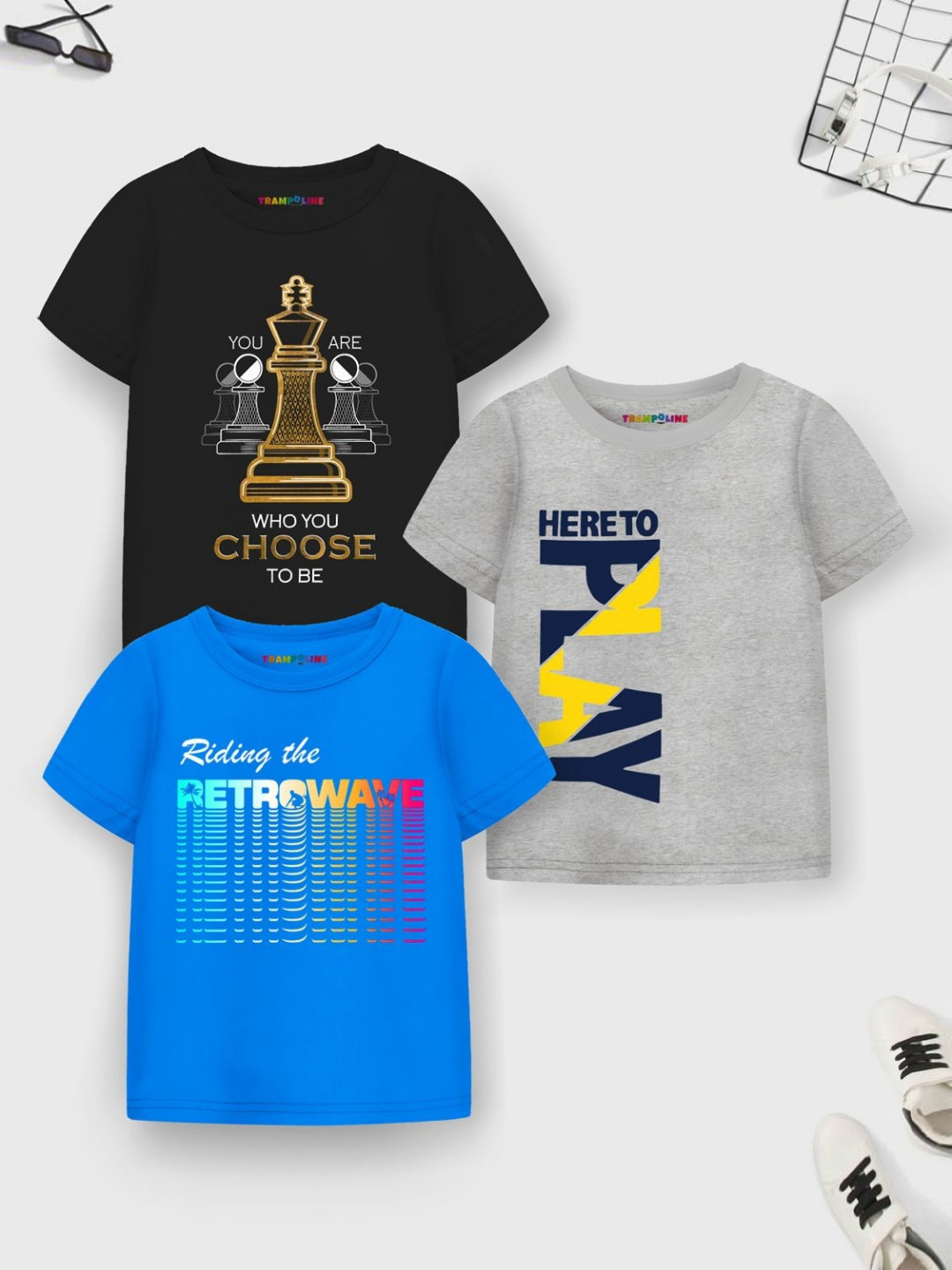 YK X Trampoline Boy Pack Of 3 Printed T-shirts