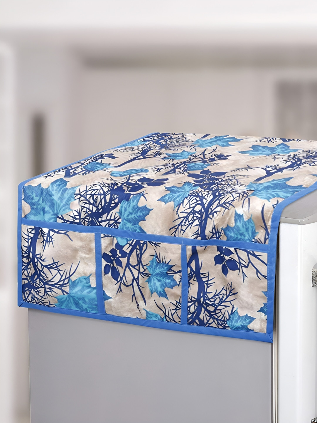 Dakshya Industries Blue & Navy Blue Printed Refrigerator Appliance Cover