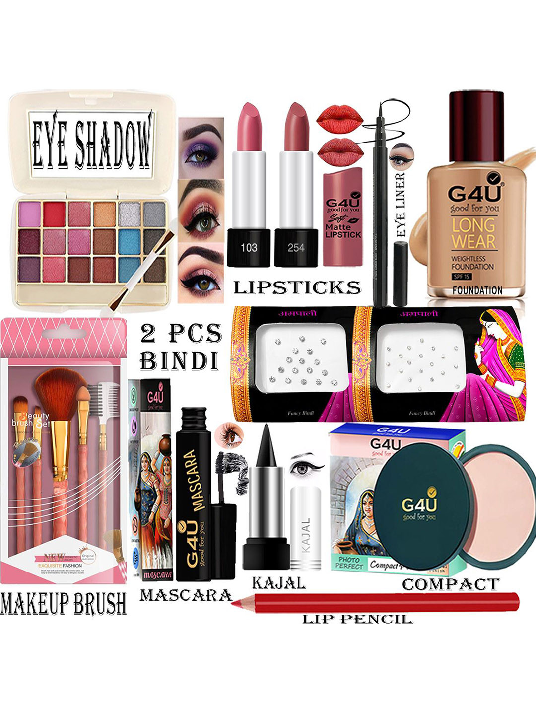 G4U Set Of 16 Classics Cute & Bold Makeup Combo P270624