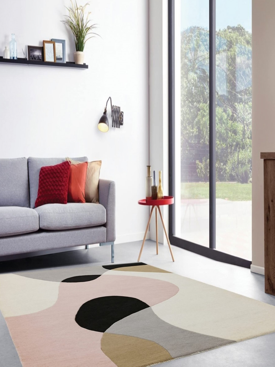 Safiya Carpet Pink Abstract Woollen Carpets