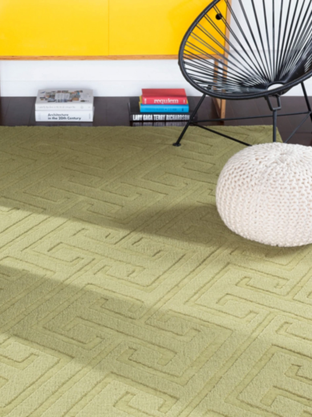 Safiya Carpet Olive Green Geometric Woollen Carpets