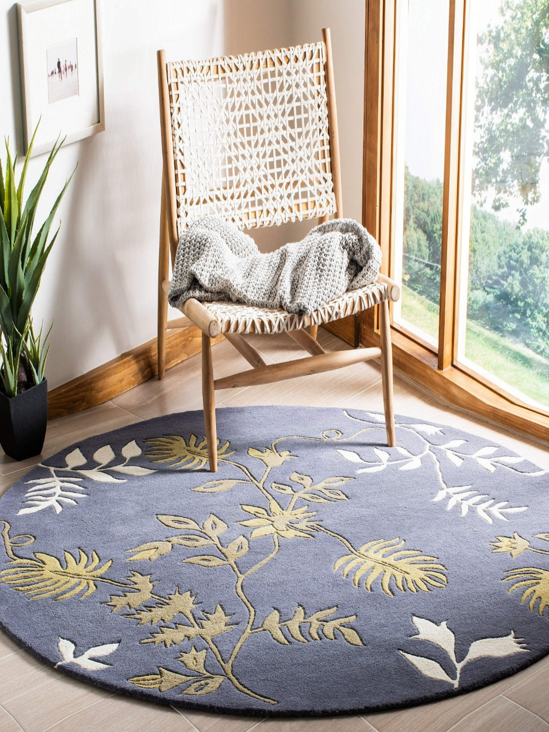Safiya Carpet Blue Floral Woollen Carpets