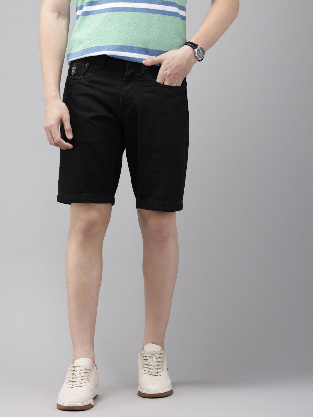 U.S. Polo Assn. Denim Co. Men Pure Cotton Comfort Slim Fit Denim Shorts