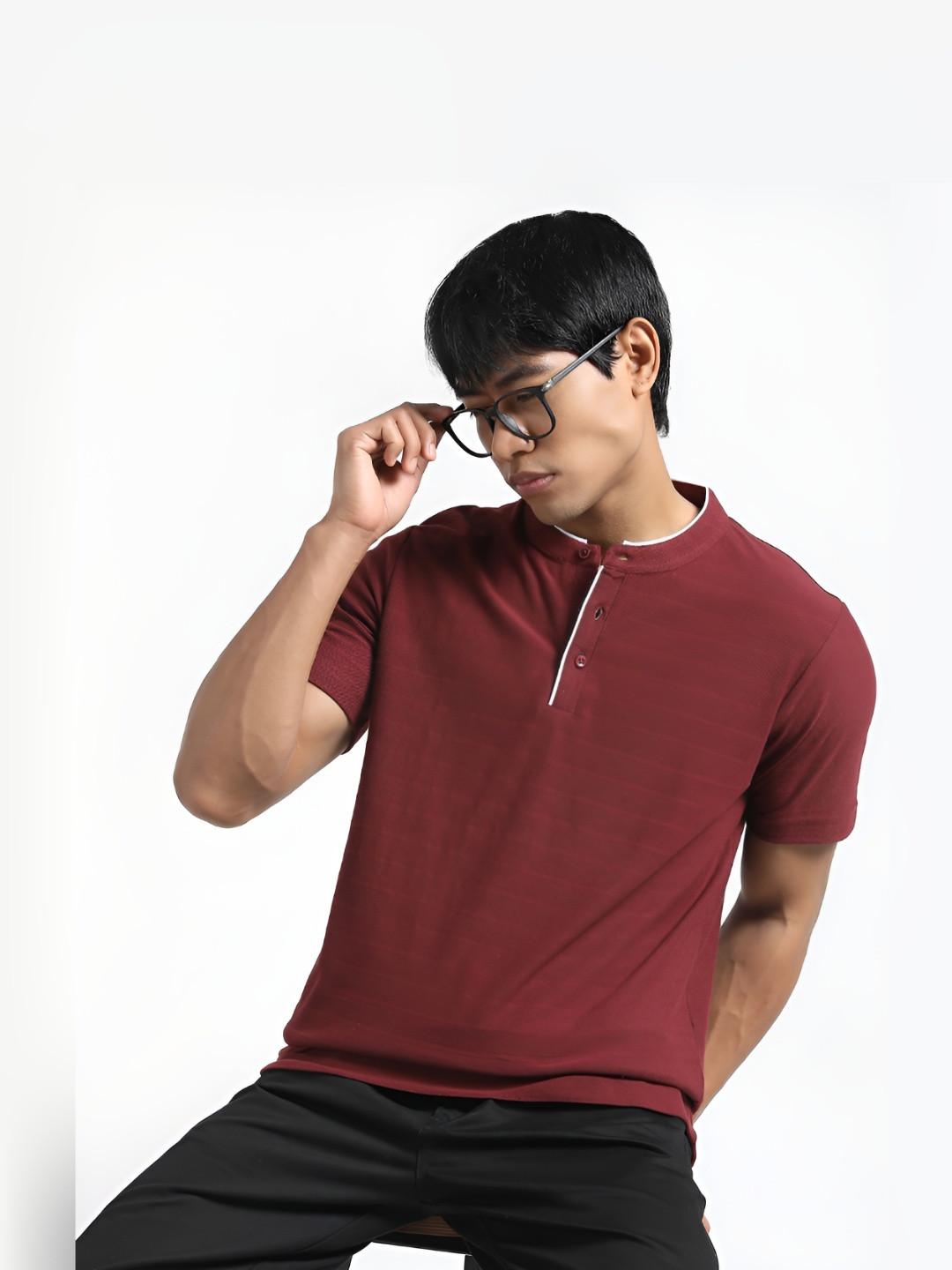 R&B Men Henley Neck Pockets T-shirt
