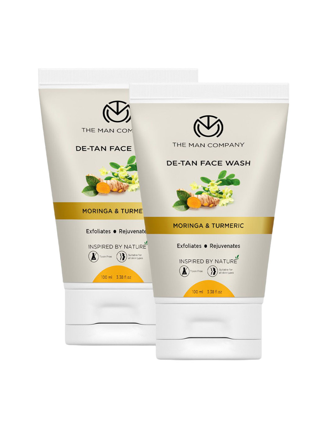 THE MAN COMPANY Set Of 2 De Tan Face Wash With Moringa & Turmeric - 100ml Each