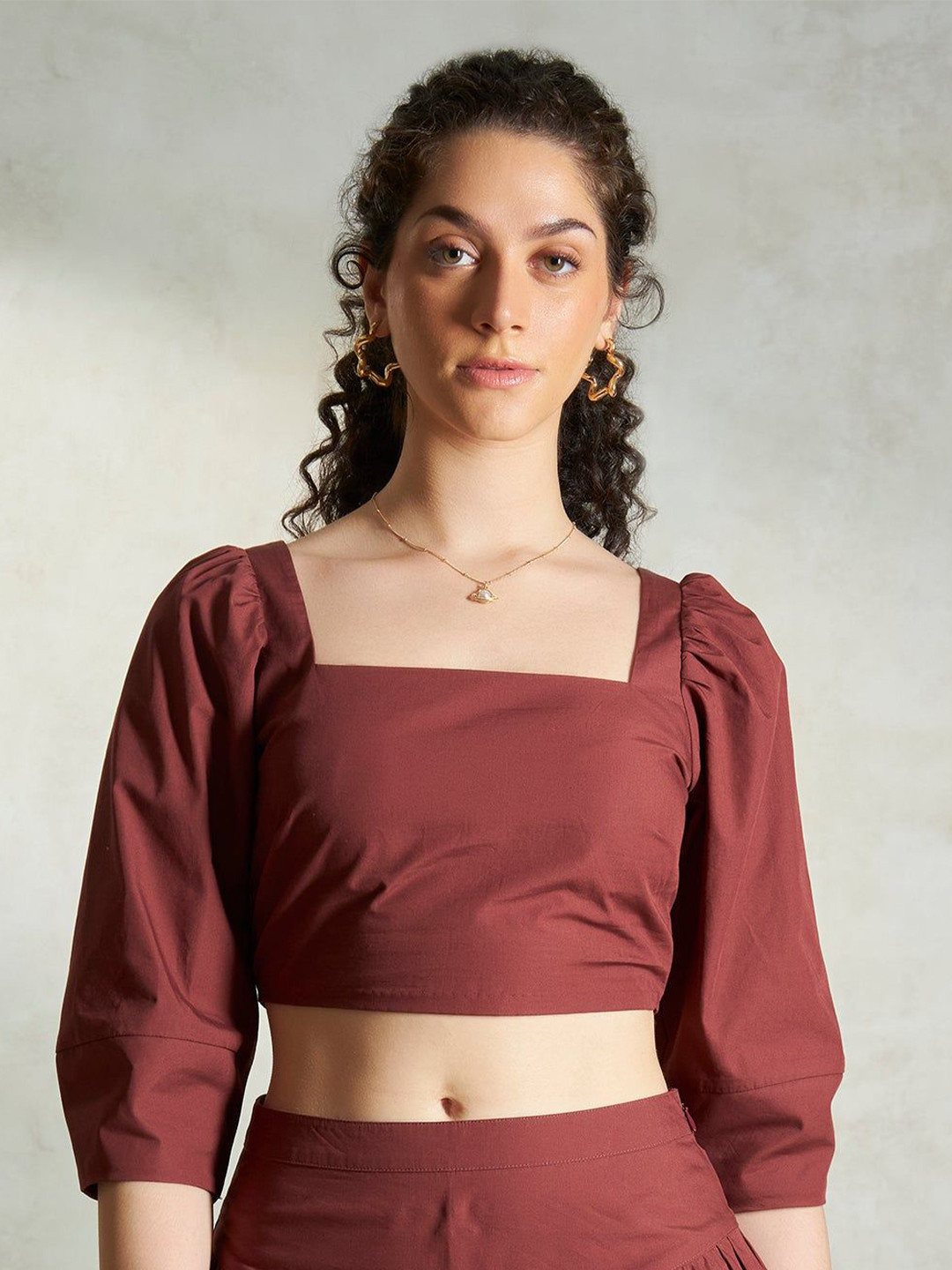 Virgio Pure Cotton Fitted Squareneck Crop Top