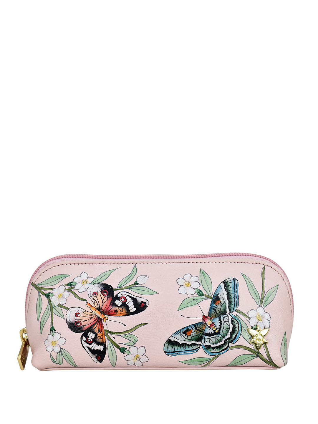 Anuschka Women Butterfly Melody Handpainted Leather Zip-Around Sunglasses Case