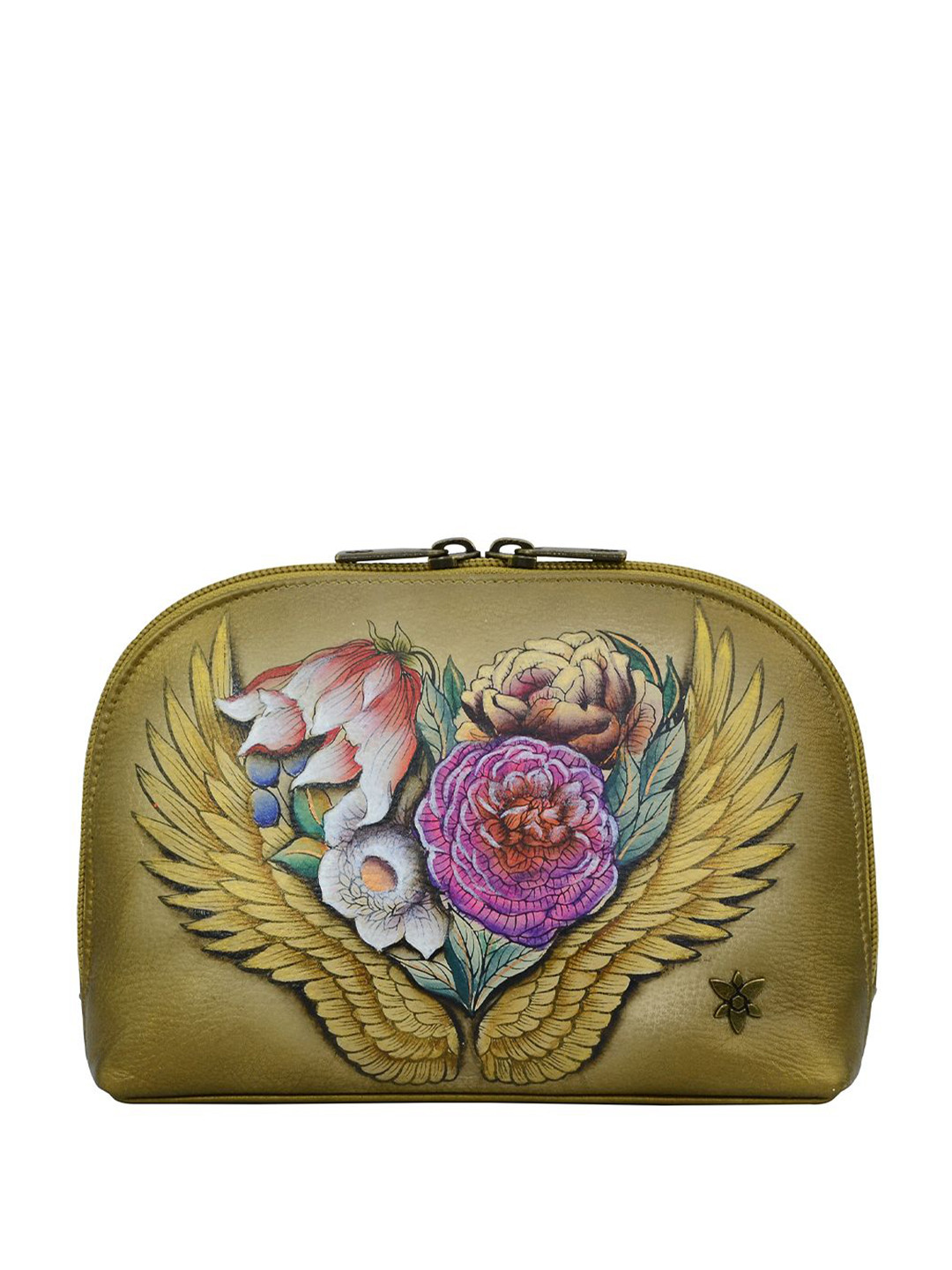 Anuschka Women Angel Wings Handpainted Leather Large Cosmetic Pouch