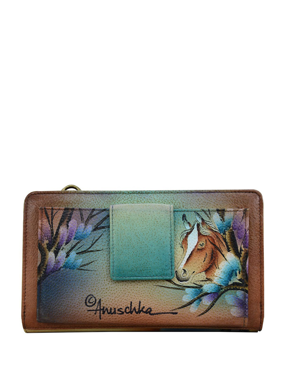 Anuschka Women Free Spirit Handpainted Leather Crossbody Wallet