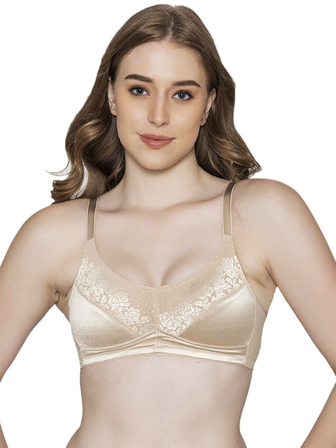 B'ZAR Full Coverage Non Padded Bridal Bra in Satin Jacquard BZB8700