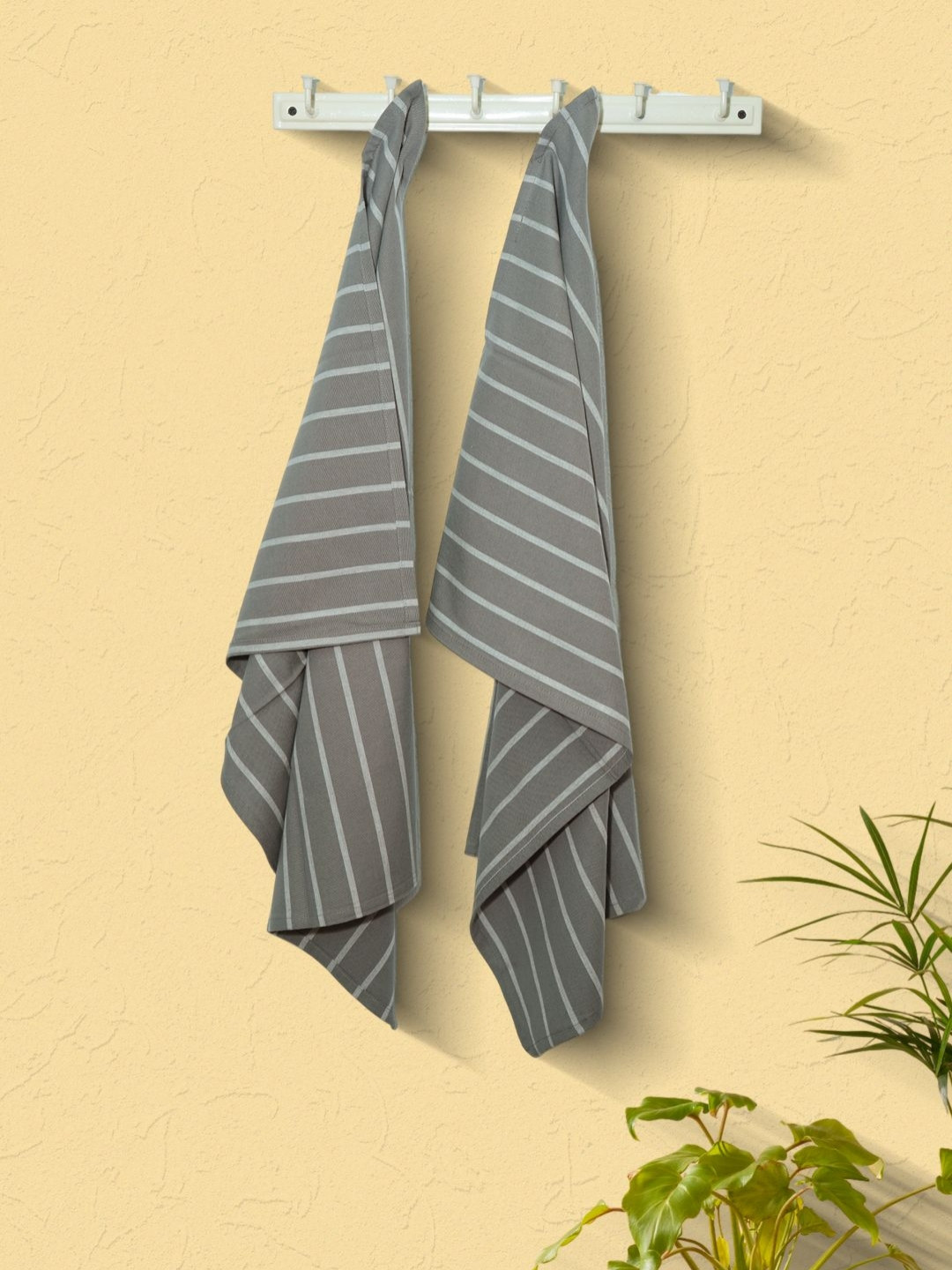 CDI 5-Pcs Grey Striped Cotton Kitchen Towels
