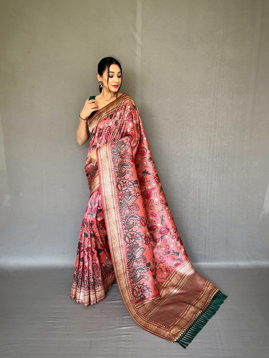 Munir Kalamkari Silk Blend Ikat Saree