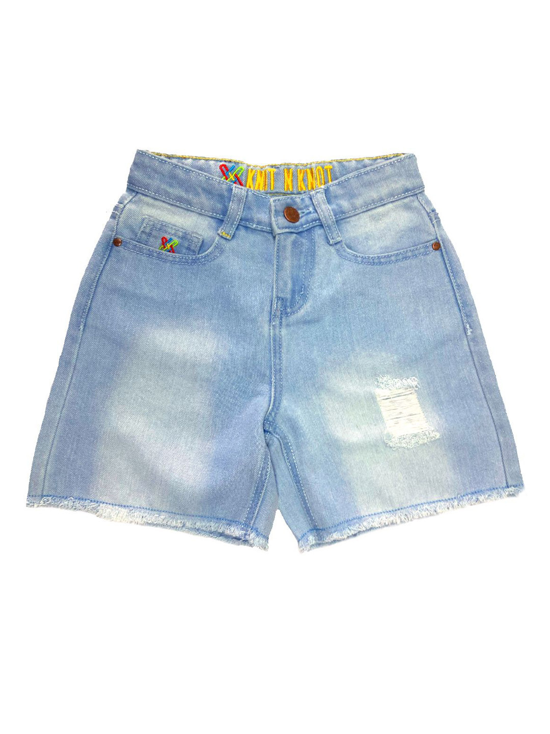 Knit N Knot Girls Washed Denim Shorts Technology