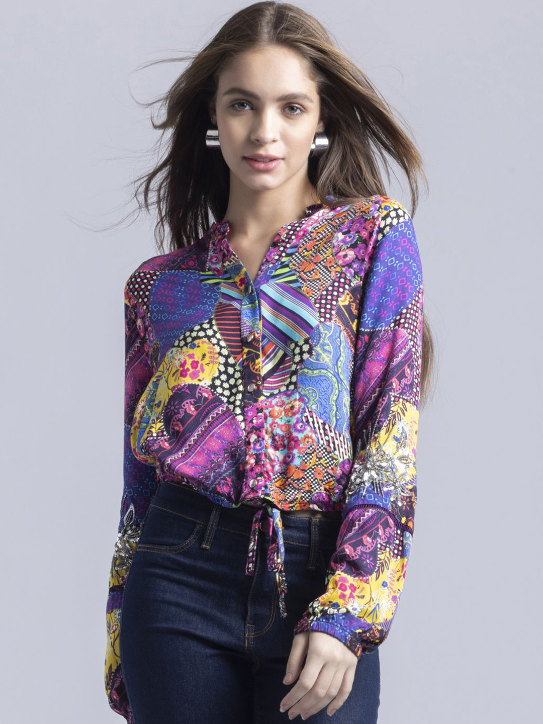 SHAYE Women Floral Lightweight Crop Tailored Jacket