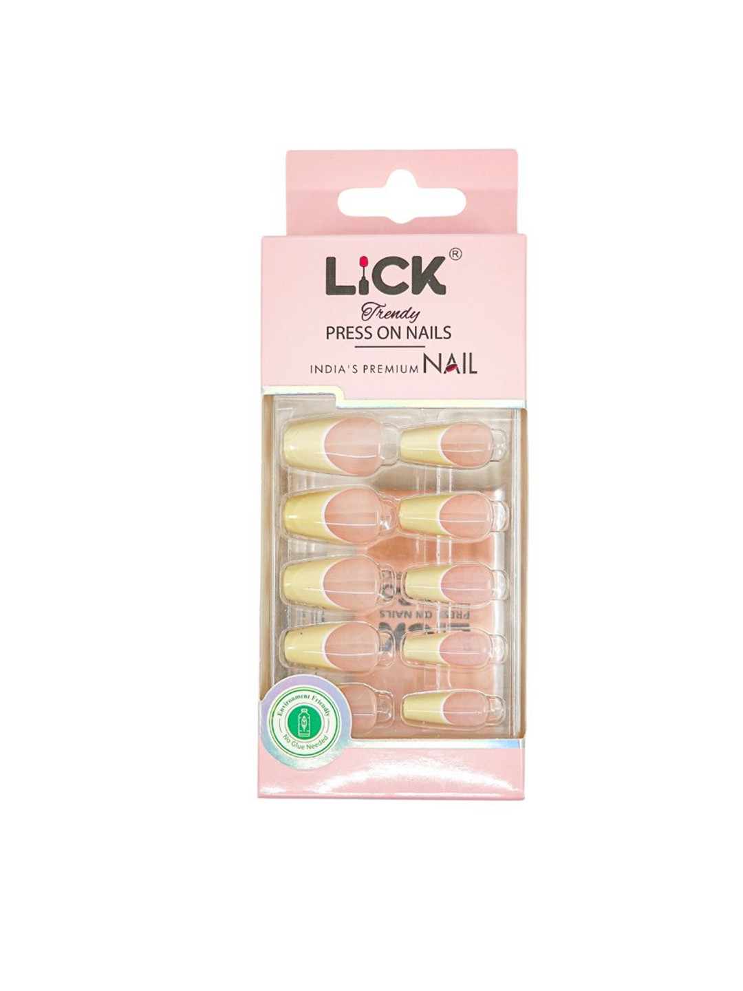 LICK Set Of 30 Glossy French Press On Artificial Nails - Nude