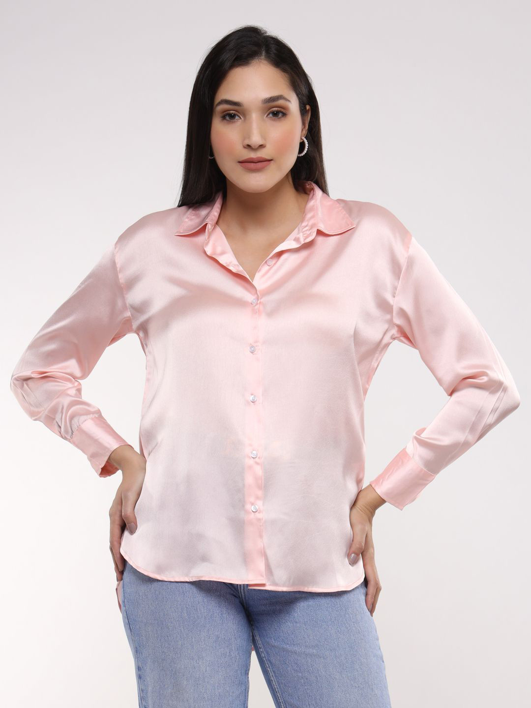 AMSWAN Women Classic Opaque Casual Oversized Shirt