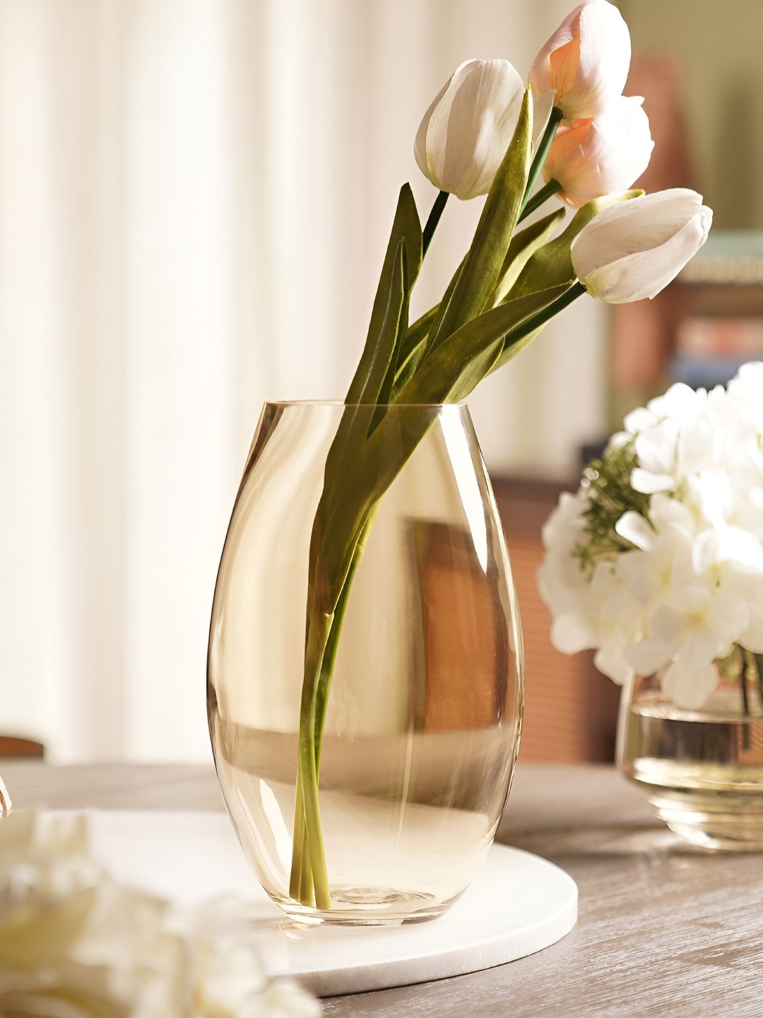 Pure Home and Living Clear Amber Oblong Glass Vase