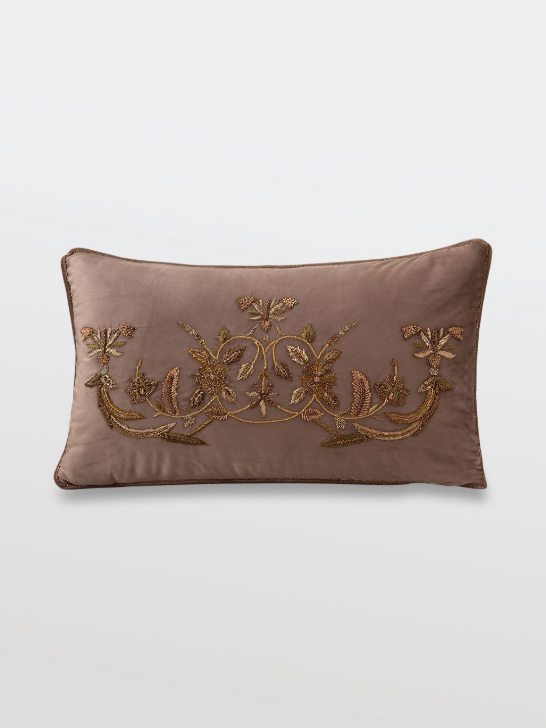 Mirooh Brown Embroidered Rectangle Cushions