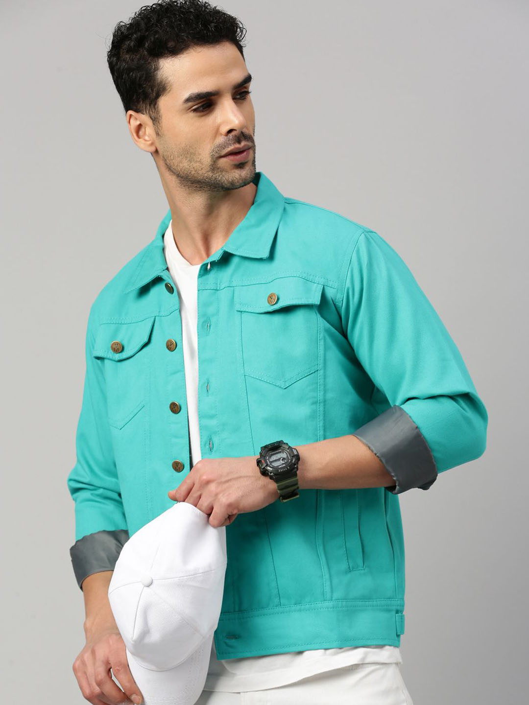 VOXATI Men Sporty Jacket with Patchwork