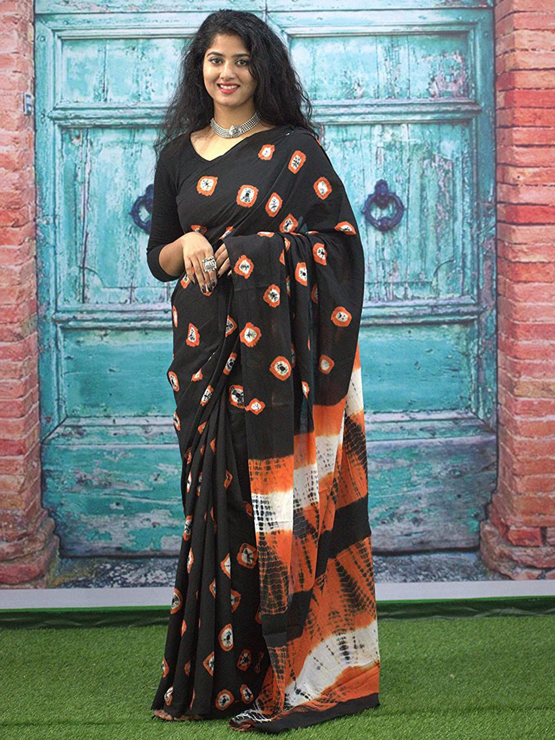 JAIPURI PRINT Bandhani Pure Cotton Bandhani Saree