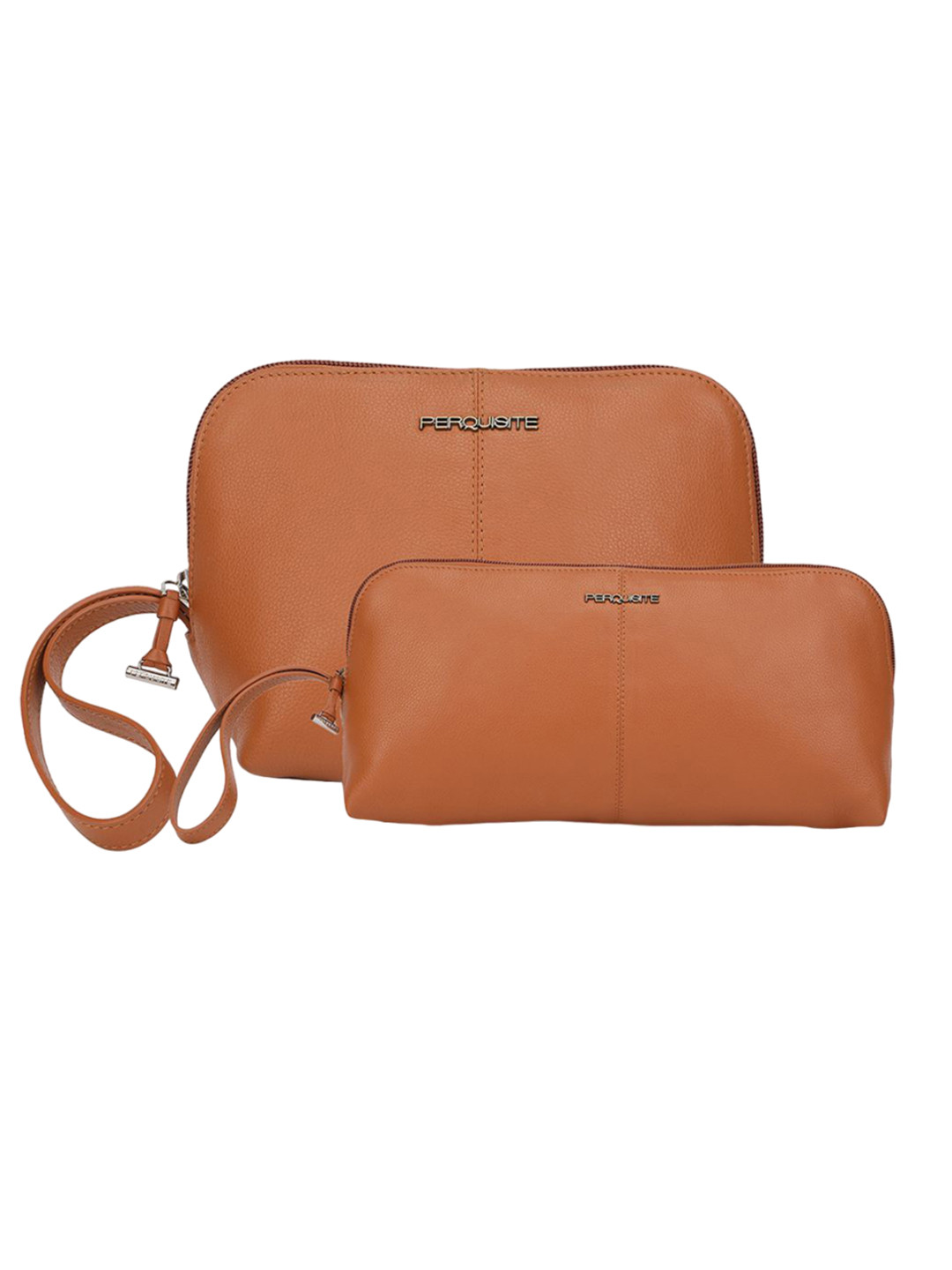 PERQUISITE Set of 2 Timeless Traveler Hermes Tan Cosmetic Bag